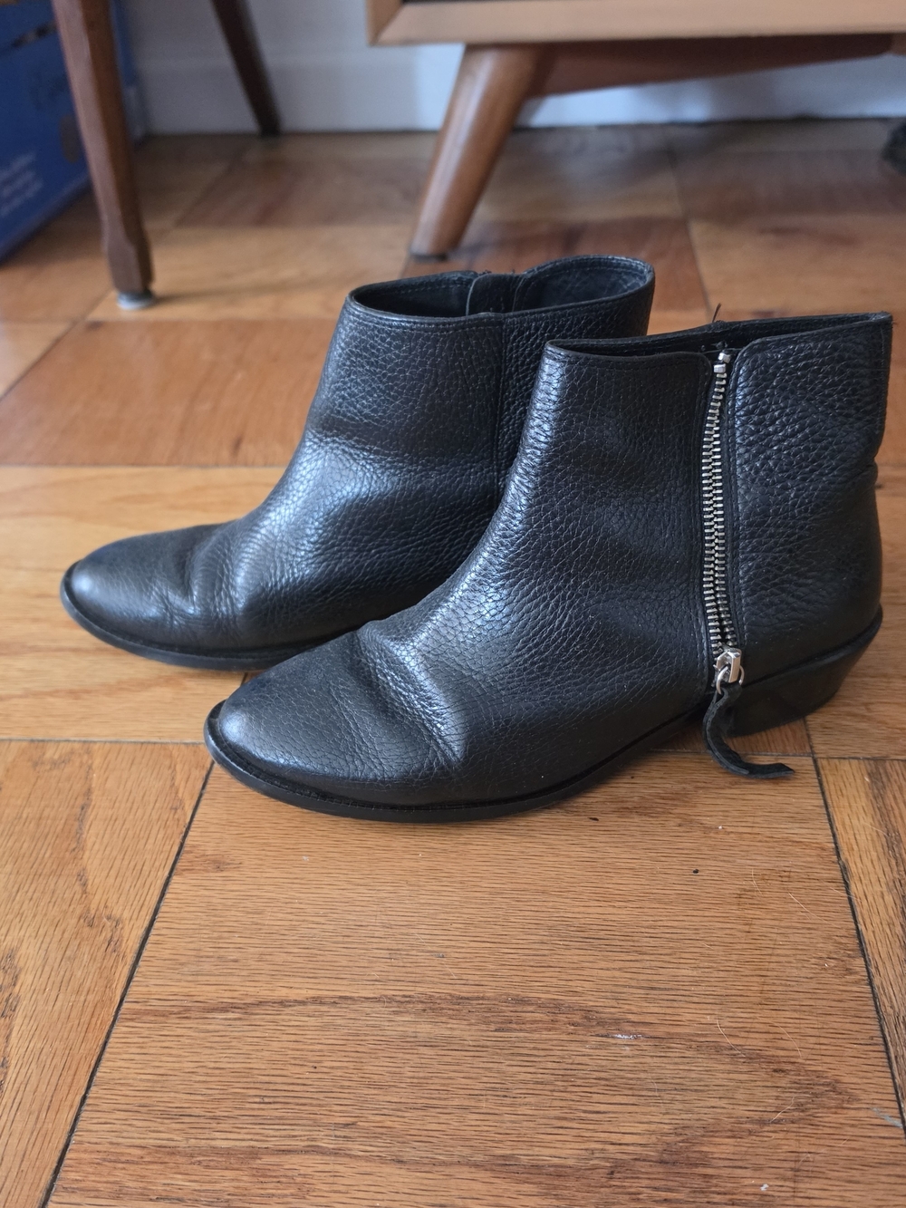 JCREW Black Leather Ankle Boots with Side Zip